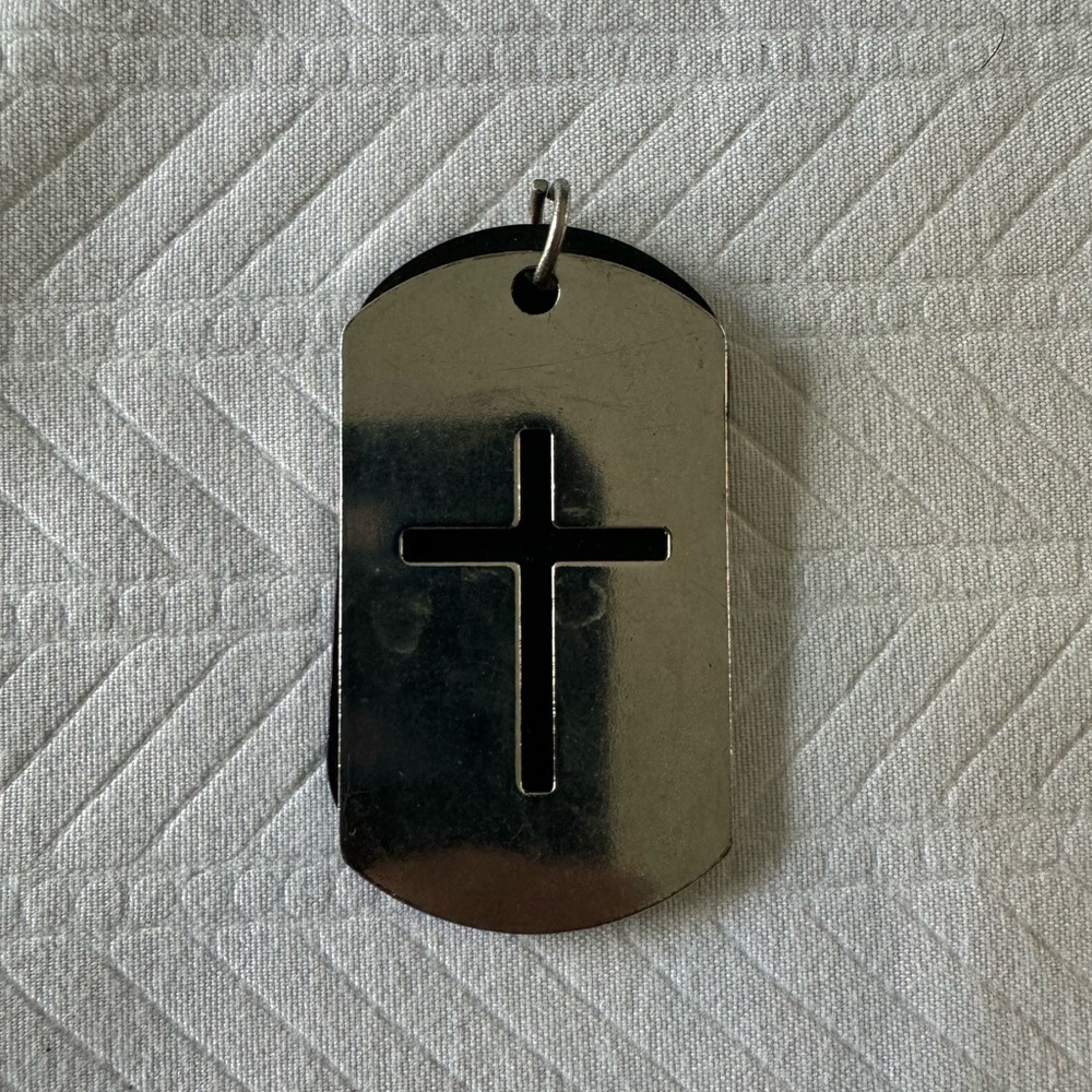 Stylish Silver Cross Dog Tag Pendant